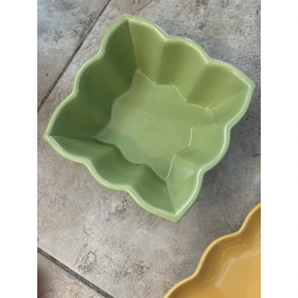 Chantal Talavera Collection Nesting Bowls 3 Pc Red Green Orange Ceramic Bakeware